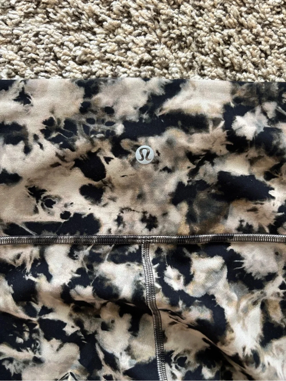 lululemon athletica Black, Cream & Tan Tie-Dye Leggings